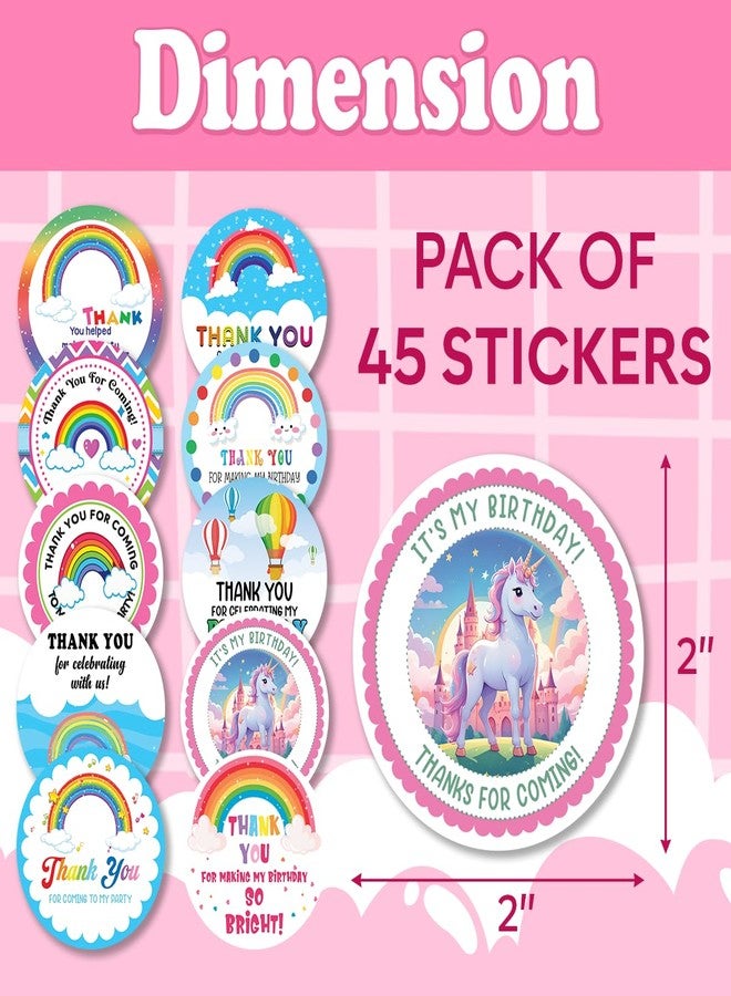 RABOWA Pack 45 Pcs Thank You Stickers for Party Favors Kids Girls Boys Toddlers Colorful Labels Birthday Supplies Funny Cute Aesthetic Sticker Round Waterproof Small Vinyl Decals Bulk - Image 2